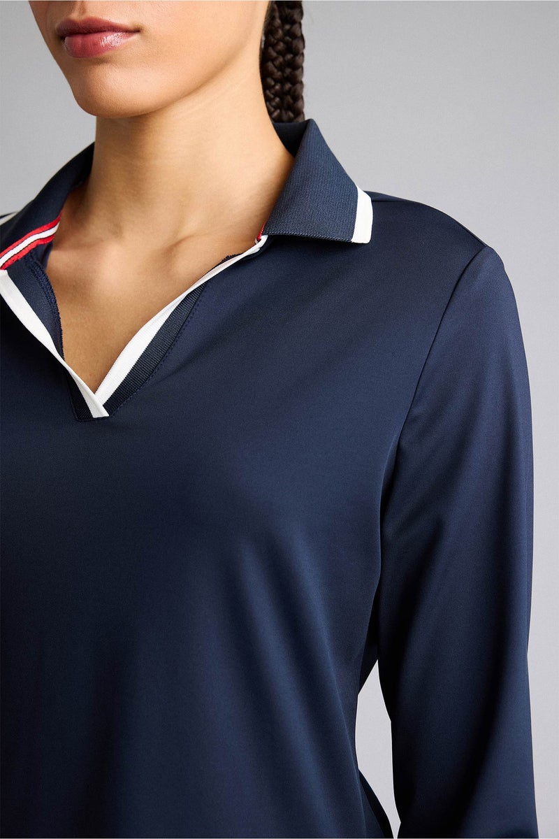 DeFacto Blue Woman Standard Fit Sports Long Sleeve Polo T-Shirt Casual - Image 4